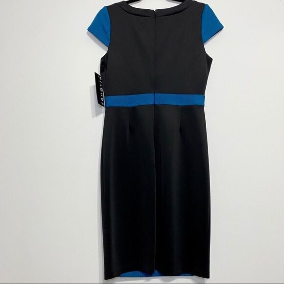 Sangria Black & Teal Color Block Bodycon Dress - Picture 4 of 9